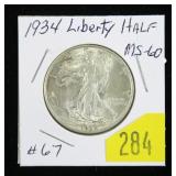 1934 Walking Liberty half dollar, BU
