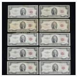 x10- $2 Red seal notes, series of 1953,