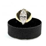 Gold filled large marquise cut CZ solitaire ring,