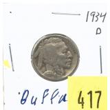 1934-D Buffalo nickel