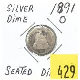 1891-O Seated Liberty dime