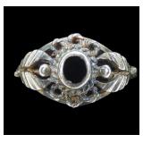 Antique sterling silver black onyx ring, size 4.75