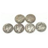 x6- Dimes, 90% silver, -x6 dimes, Sold by the