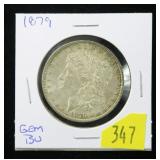 1879 Morgan dollar, gem BU