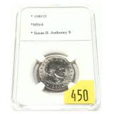 1980-D Susan B. Anthony dollar, Unc.
