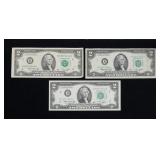 x3- 1976 $2 Federal Reserve notes, -x3 notes,