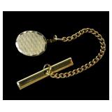 14K Yellow gold brushed finish oval tie tack,