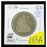 1876 Seated Liberty half dollar