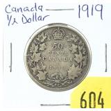 1919 Canadian half dollar
