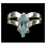 Sterling silver split shank marquise cut blue