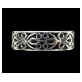 Sterling silver half lattice band ring, new,