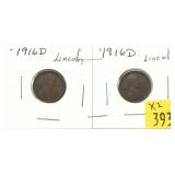 x2- 1916-D Lincoln cents, -x2 cents, Sold by the