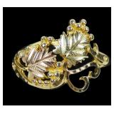 10K Tricolor gold leaves and berries design ring,