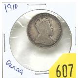 1910 Canadian quarter dollar