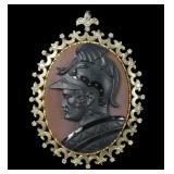 18K Yellow and 14K white gold black cameo