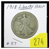 1918 Walking Liberty half dollar