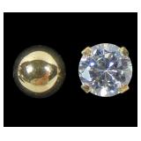 Lot, 14K Yellow gold post singlets, one with CZ,