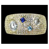 14K Yellow gold pave band ring with flush set