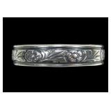 Sterling silver floral design band ring, new,