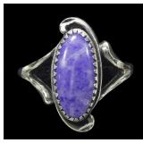 Sterling silver split shank dentil set sugilite