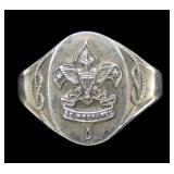 Early sterling silver Boy Scout ring with knot