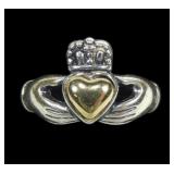Sterling silver claddagh ring with gold wash