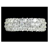 Sterling silver round cut CZ 3-row eternity ring,