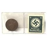 1939 German coin and stamp