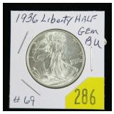 1936 Walking Liberty half dollar, BU