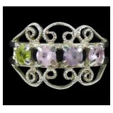 10K White gold peridot and cultured sapphire split