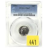1964 Proof dime, PCGS slab certified Proof 67