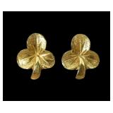 14K Yellow gold leaf shape post earrings,