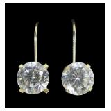 14K Yellow gold CZ lever back earrings, 1.5 grams