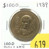 1989 Mexican 1,000 dollars