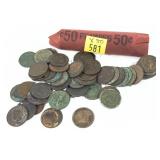 x50- Rolls of Indian Head cents, -x50 rolls,