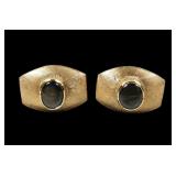 14K Yellow gold brushed finish cuff links with