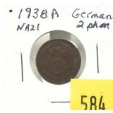 1938 German 2 pfennigs