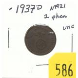 1937 German 2 pfennigs