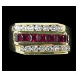 14K Yellow gold channel set round and princess