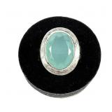 Sterling silver bezel set oval cut chalcedony (?)
