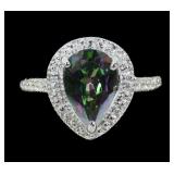 Sterling silver pear cut mystic quartz ring with
