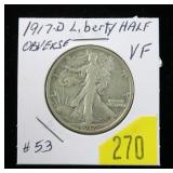 1917-D Obv. Walking Liberty half dollar