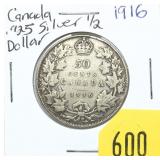 1916 Canadian half dollar