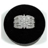 Sterling silver split shank round and marquise cut