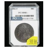 1884-O Morgan dollar, PCI slab certified MS-65+