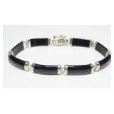 Sterling silver 7" Chinese black bracelet,