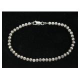 Sterling silver 7" ball chain bracelet, 6.2 grams