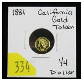 1881 California gold token