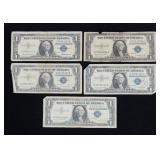 x5- $1 Silver certificates, series of 1935/57,