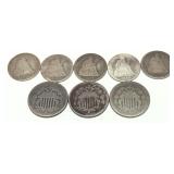 Lot of type coins with silver, 8 pcs.